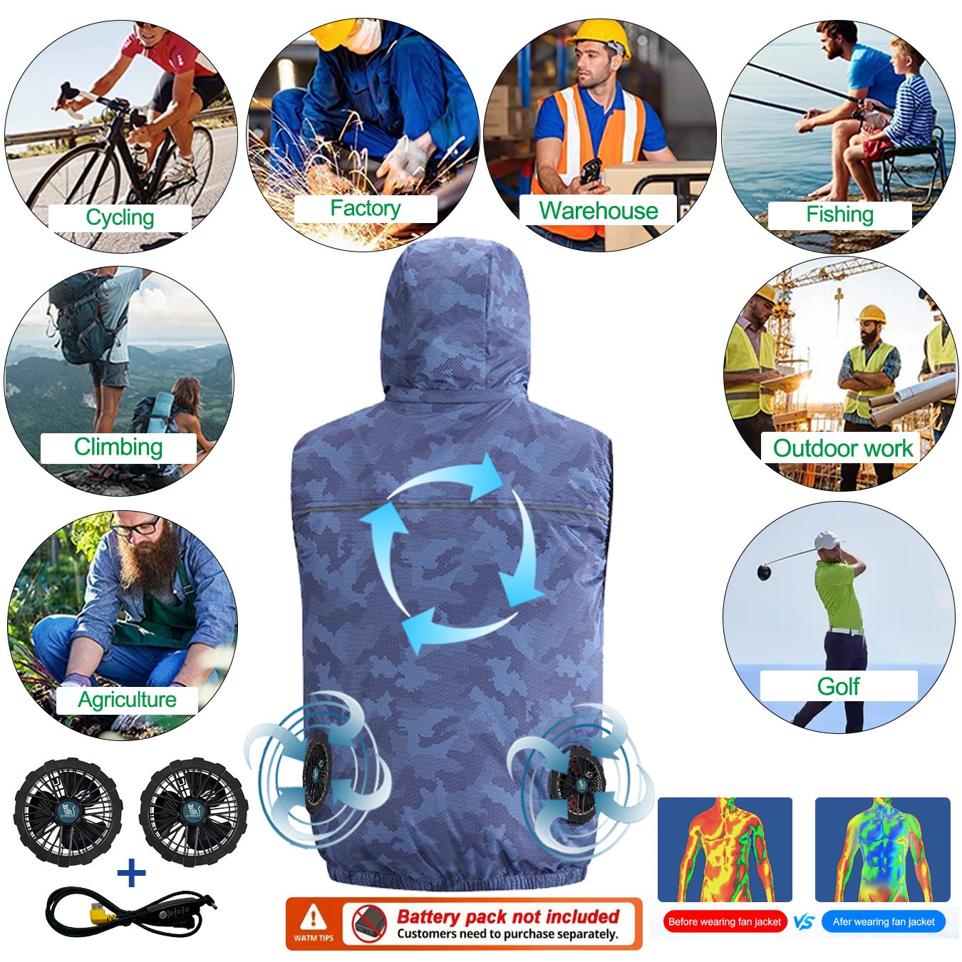 Summer Sport 12V/5V Fan Air Co - Outdoor Sport Jacket Brand recension och pris