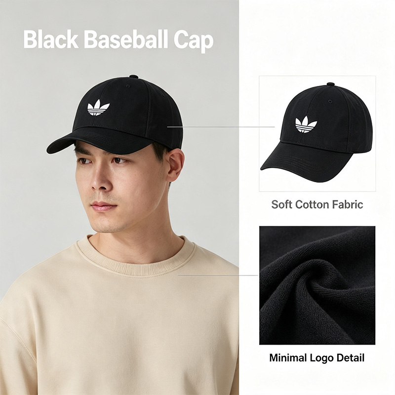 Adidas Black Baseball Cap Soft - Outdoor Sport Logo recension och pris